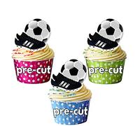AK Giftshop Football And Boot - Edible Cupcake Toppers/Cake Decorations (Pack of 12)