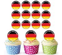AK Giftshop German Flag 24 Personalised Edible Cupcake Toppers/Birthday Cake Decorations - Easy Precut Circles