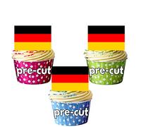 AK Giftshop Germany German Deutschland Flag Cake Decorations - Edible Stand-up Cupcake Toppers (12 pack)