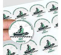 AK Giftshop Go Kart Karting Thank You Birthday Party Stickers for Party Bags & Sweet Cones (24 Stickers)