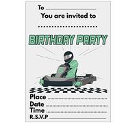 AK Giftshop Go Karting Party Invites & Coloured Envelopes Birthday Invitations (24 Pack)