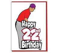 AK Giftshop Golf/Golfer - 22nd Birthday Card - Mens, Son, Grandson, Dad, Brother, Husband, Boyfriend, Friend