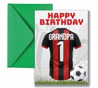 AK Giftshop Grandpa Football Birthday Card, Jersey Design, A5 Size, with Green Envelope - CUSTOM WITH ANY NUMBER (BOURNEMOUTH COLOURS)