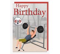 AK Giftshop Gym Workout Weights Birthday Card With Badge