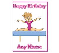 AK Giftshop Gymnastics Girl Personalised Birthday Card - ADD A NAME AND AGE