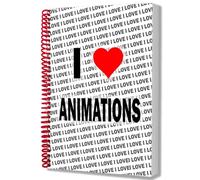 AK Giftshop I Love Animations A5 Notebook Writing Drawing Pad - Gift - Birthday - Christmas - Anniversary - Secret Santa - Coworker
