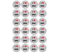 AK Giftshop I Love Bingo - 24 Edible Cupcake Toppers Cake Decorations - Easy Precut Circles