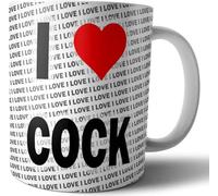 AK Giftshop I Love Cock Mug, 10oz Ceramic Tea Coffee Cup