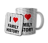 AK Giftshop I Love Family History Ceramic Mug and Coaster Set, 10oz, Gift
