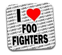 AK Giftshop I Love Foo Fighters Drinks Coaster - Gift - Birthday - Christmas - Stocking Filler
