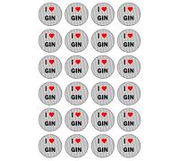 AK Giftshop I Love Gin - 24 Edible Cupcake Toppers Cake Decorations - Easy Precut Circles
