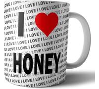 AK Giftshop I Love Honey Mug, 10oz Ceramic Tea Coffee Cup