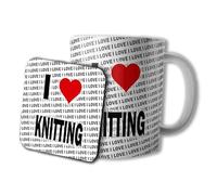 AK Giftshop I Love Knitting Mug and Coaster Set, 10oz, Gift