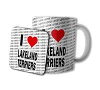 AK Giftshop I Love Lakeland Terriers Ceramic Mug and Coaster Set, 10oz, Gift