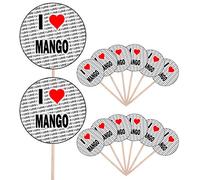AK Giftshop I Love Mango - Party Food - Cake Cupcakes - Picks Sticks - Food Flags - Stand Up Decorations Toppers (14 Pack)