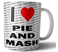 AK Giftshop I Love Pie and Mash - Tea - Coffee - Mug - Cup - Birthday - Christmas - Gift