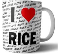 AK Giftshop I Love Rice Mug, 10oz Ceramic Tea Coffee Cup