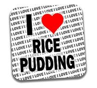 AK Giftshop I Love Rice Pudding Drinks Coaster - Gift - Birthday - Christmas - Stocking Filler