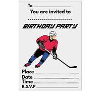 AK Giftshop Ice Hockey Party Invites & Coloured Envelopes Birthday Invitations (12 Pack)