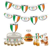 AK Giftshop Ireland Rugby Decorations Party Pack With Bunting Food Picks Toppers, World Cup, Six Nations