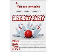 AK Giftshop Kids Bowling Party Invites & Coloured Envelopes Birthday Invitations (30 Pack)