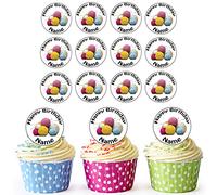 AK Giftshop Knitting 24 Personalised Edible Cupcake Toppers/Birthday Cake Decorations - Easy Precut Circles