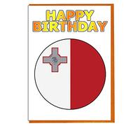 AK Giftshop Malta Flag - Birthday Card - Friend - Family - Colleague - Mate - Boss - Loved One