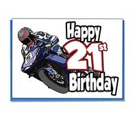 AK Giftshop Motorbike Rider - 21st Birthday Card - Mens, Son, Grandson, Dad, Brother, Husband, Boyfriend, Friend
