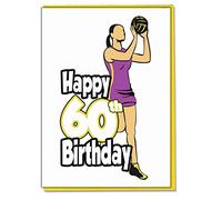 AK Giftshop Netball Player 60th Birthday Card - Ladies, Daughter, Grandaughter, Mum, Sister, Wife, Girlfriend, Friend