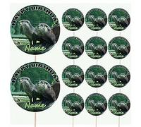 AK Giftshop Otter Personalised Food & Cake Toppers Picks Birthday Decorations - (Pack of 14)