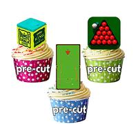 AK Giftshop PARTY PACK - 36 X Snooker Table Balls Chalk Snooker Player Mix EDIBLE WAFER CAKE TOPPERS STAND UP STANDUPS Boy's Birthday