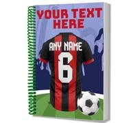 AK Giftshop Personalised A5 Football Jersey Notebook, Custom Text and Shirt with Player Name Number, Spiral Bound with Protective Cover (BOURNEMOUTH COLOURS)