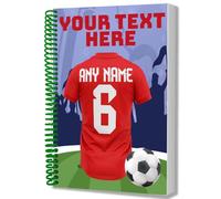 AK Giftshop Personalised A5 Football Jersey Notebook, Custom Text and Shirt with Player Name Number, Spiral Bound with Protective Cover (NOTTINGHAM COLOURS)