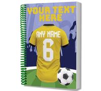 AK Giftshop Personalised A5 Football Jersey Notebook, Custom Text and Shirt with Player Name Number, Spiral Bound with Protective Cover (WOLVERHAMPTON COLOURS)