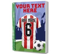 AK Giftshop Personalised A5 Football Jersey Notebook, Custom Text and Shirt with Player Name Number, Spiral Bound with Protective Cover (SOUTHAMPTON COLOURS)