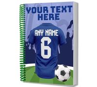 AK Giftshop Personalised A5 Football Jersey Notebook, Custom Text and Shirt with Player Name Number, Spiral Bound with Protective Cover (RANGERS COLOURS)