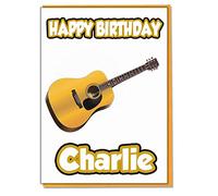 AK Giftshop Personalised Acoustic Guitar Birthday Card - Any Name Age Relative