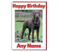 AK Giftshop Personalised Birthday Card - Chocolate Brown Labrador Dog - ADD A NAME AND AGE