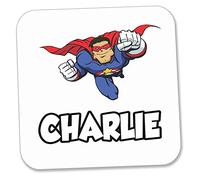 AK Giftshop Personalised Coaster - Superhero - Gift - Birthday - Christmas - Stocking Filler - Secret Santa