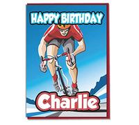 AK Giftshop Personalised Cyclist Cycling Birthday Card - Any Name Age Relative