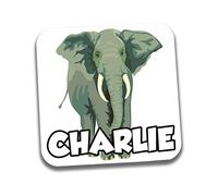 AK Giftshop Personalised Elephant Coaster Drink Placemat - ANY NAME OR WORD