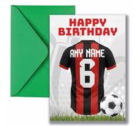 AK Giftshop Personalised Football Birthday Card, Jersey Design, A5 Size, with Green Envelope - Custom With Any Name and Number (Bournemouth Colours)