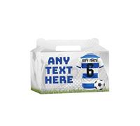 AK Giftshop Personalised Football Party Boxes Bags, Blue/White Hoops Shirt Jersey, For Birthday, Sports Club - ANY TEXT (15)