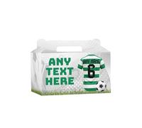 AK Giftshop Personalised Football Party Boxes Bags, Green/White Hoops Shirt Jersey, For Birthday, Sports Club - ANY TEXT (15)