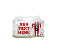 AK Giftshop Personalised Football Party Boxes Bags, Red/White Striped Shirt Jersey, For Birthday, Sports Club - ANY TEXT (15)