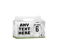 AK Giftshop Personalised Football Party Boxes Bags, White Black Trim Shirt Jersey, For Birthday, Sports Club - ANY TEXT (15)