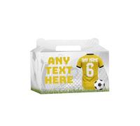 AK Giftshop Personalised Football Party Boxes Bags, Yellow Shirt Jersey, For Birthday, Sports Club - ANY TEXT (15)