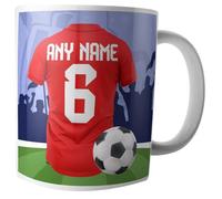 AK Giftshop Personalised Gift - Football Shirt - Mug -Tea Coffee Cup - Birthday - Christmas - Stocking Filler - Secret Santa - Any Team Colours (Manchester)