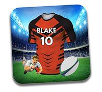AK Giftshop Personalised Gift - Rugby Shirt Themed Drinks Coaster/Beer Mat - Birthday Present - Stocking Filler - Castleford Tigers Colours