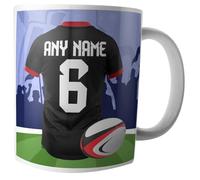 AK Giftshop Personalised Gift - Tea Coffee Mug - Rugby Shirt Themed - Saracens Colours